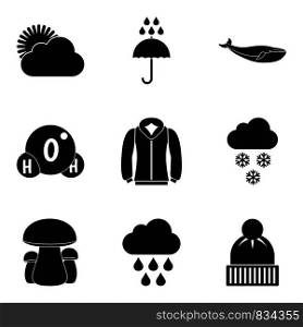 Clouds of rain icon set. Simple set of 9 clouds of rain vector icons for web design isolated on white background. Clouds of rain icon set, simple style