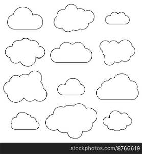 Clouds outlines in line art style. Simple line frame set. Vector illustration. stock image. EPS 10.. Clouds outlines in line art style. Simple line frame set. Vector illustration. stock image.