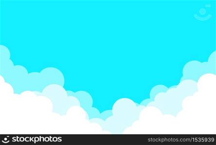 Clouds paper cut with blue sky background landscape flat cartoon vector design