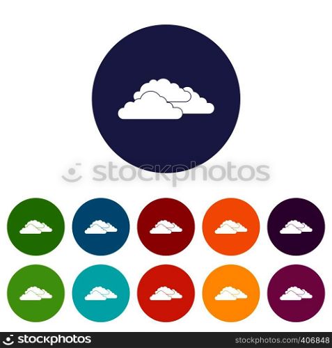 Clouds set icons in different colors isolated on white background. Clouds set icons