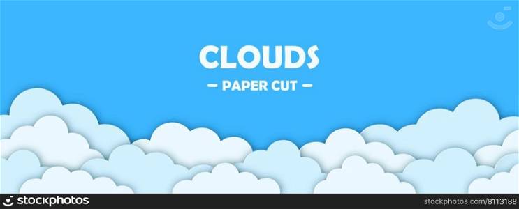 Clouds set. Paper cut. Origami style. Vector illustration