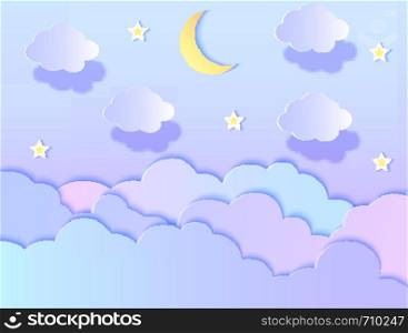 clouds,stars and moon