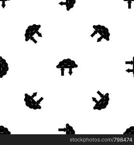 Clouds with arrows pattern repeat seamless in black color for any design. Vector geometric illustration. Clouds with arrows pattern seamless black