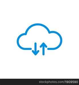 Clouds with arrows up and down icon. Vector line button for web and app design