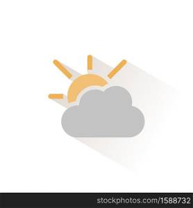 Cloudy day and sun. Isolated color icon. Weather glyph vector illustration