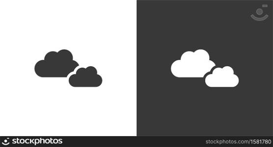 Cloudy day. Isolated icon on black and white background. Weather glyph vector illustration