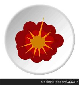 Cloudy explosion icon in flat circle isolated on white background vector illustration for web. Cloudy explosion icon circle