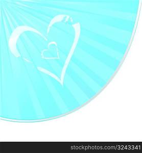 Cloudy Heart shapes with rays landscape vector illustration