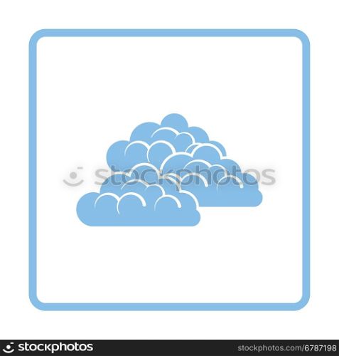 Cloudy icon. Blue frame design. Vector illustration.