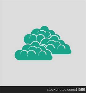 Cloudy icon. Gray background with green. Vector illustration.