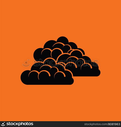 Cloudy icon. Orange background with black. Vector illustration.