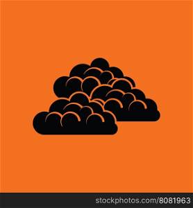 Cloudy icon. Orange background with black. Vector illustration.