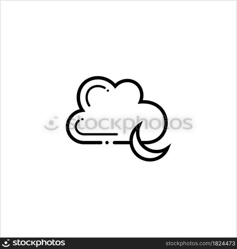 Cloudy Night Icon, Weather Icon, Partly Cloudy Night Icon Vector Art Illustration