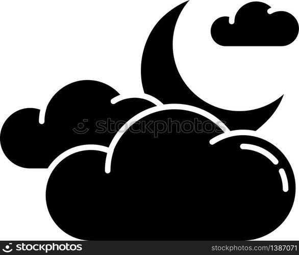 Cloudy Night Sky Black Glyph Icon Nighttime Weather Forecast