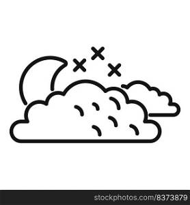 Cloudy night sky icon outline vector. Meteo forecast. Night storm. Cloudy night sky icon outline vector. Meteo forecast