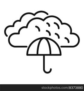 Cloudy umbrella icon outline vector. Rain forecast. Wind sky. Cloudy umbrella icon outline vector. Rain forecast