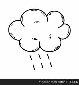 Cloudy with rain. Weather. Vector doodle illustration. Hand drawn sketch. Line icon.