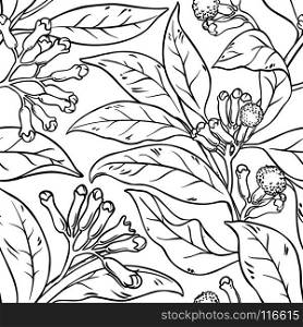 clove seamless pattern. clove plant seamless pattern on white background
