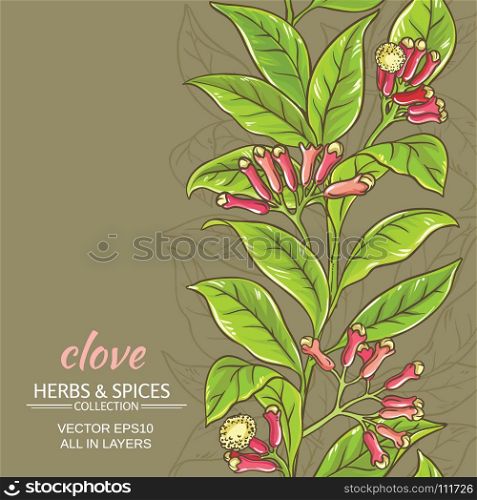 clove vector background. clove branches vector pattern on color background
