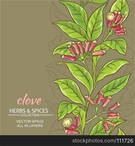clove vector background. clove branches vector pattern on color background