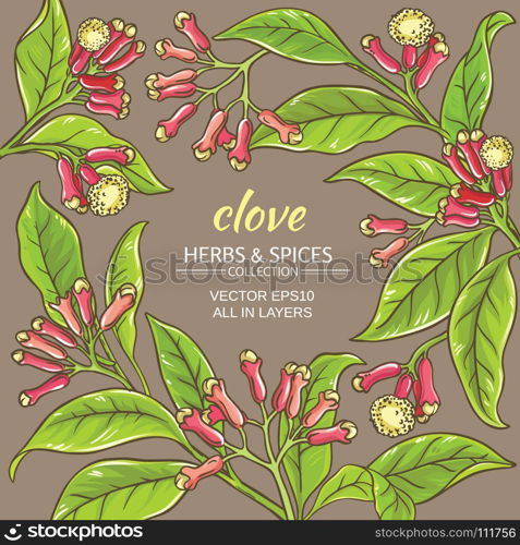 clove vector frame. clove branches vector frame on color background