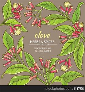 clove vector frame. clove branches vector frame on color background