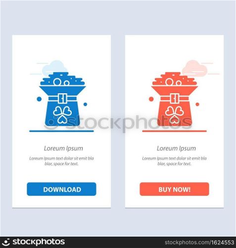 Clover, Coin, Green, Hat, In  Blue and Red Download and Buy Now web Widget Card Template