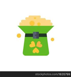 Clover, Coin, Green, Hat, In  Flat Color Icon. Vector icon banner Template