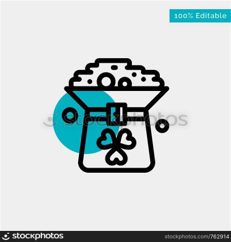 Clover, Coin, Green, Hat, In turquoise highlight circle point Vector icon
