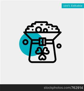 Clover, Coin, Green, Hat, In turquoise highlight circle point Vector icon