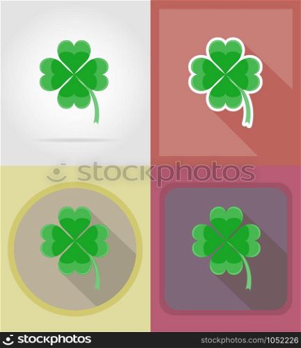 clover for good luck flat icons vector illustration isolated on background