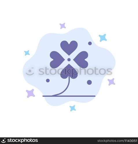 Clover, Four, Ireland, Irish, Lucky Blue Icon on Abstract Cloud Background