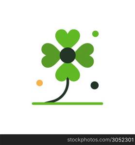 Clover, Four, Ireland, Irish, Lucky Flat Color Icon. Vector icon banner Template