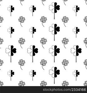 Clover Four Leaf Icon Seamless Pattern Vector Art Illustration