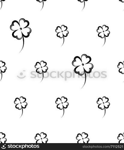 Clover Four Leaf Icon Seamless Pattern Vector Art Illustration