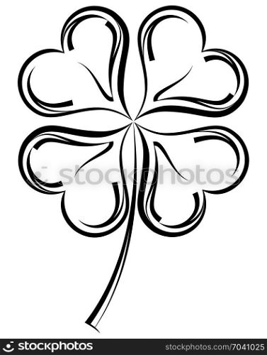 Clover Four Leaf Shamrock Calligraphic Vector Art Illustration