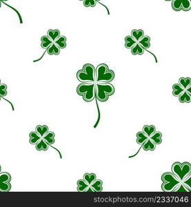 Clover Four Leaf Shamrock Seamless Pattern Vector Art Illustration