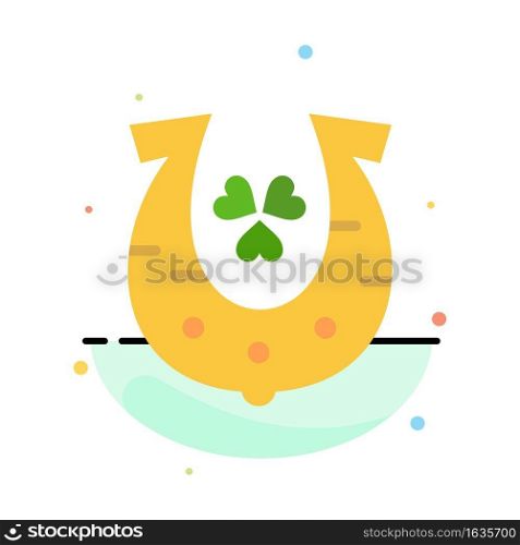 Clover, Golden, Horseshoe, Luck Abstract Flat Color Icon Template