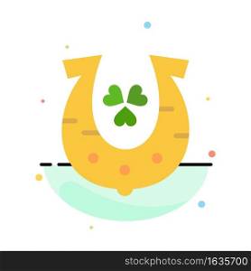 Clover, Golden, Horseshoe, Luck Abstract Flat Color Icon Template