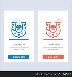Clover, Golden, Horseshoe, Luck  Blue and Red Download and Buy Now web Widget Card Template