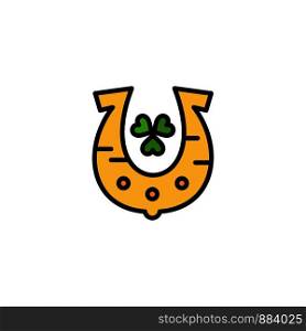 Clover, Golden, Horseshoe, Luck Business Logo Template. Flat Color
