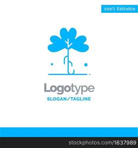 Clover, Green, Ireland, Irish, Plant Blue Solid Logo Template. Place for Tagline