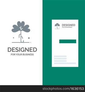 Clover, Green, Ireland, Irish, Plant Grey Logo Design and Business Card Template
