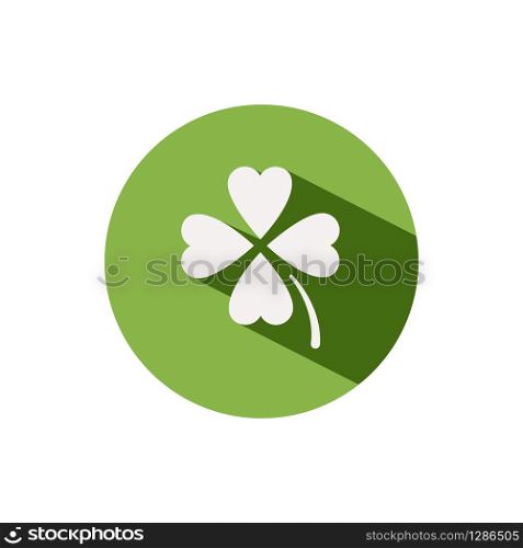 Clover. Icon on a green circle. Spring glyph vector illustration