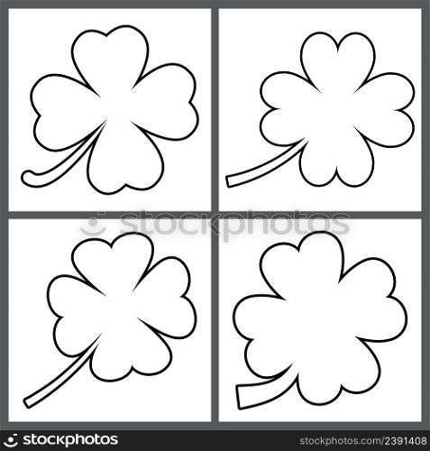 Clover icon, St Patricks Day symbol, outline design template, four leaf, vector illustration