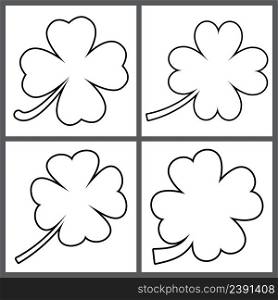 Clover icon, St Patricks Day symbol, outline design template, four leaf, vector illustration