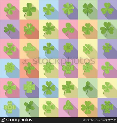 Clover icons set flat vector. Leaf celebration. Celtic nature. Clover icons set flat vector. Leaf celebration