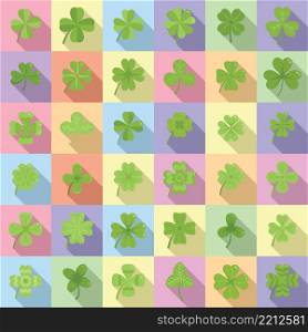 Clover icons set flat vector. Leaf celebration. Celtic nature. Clover icons set flat vector. Leaf celebration