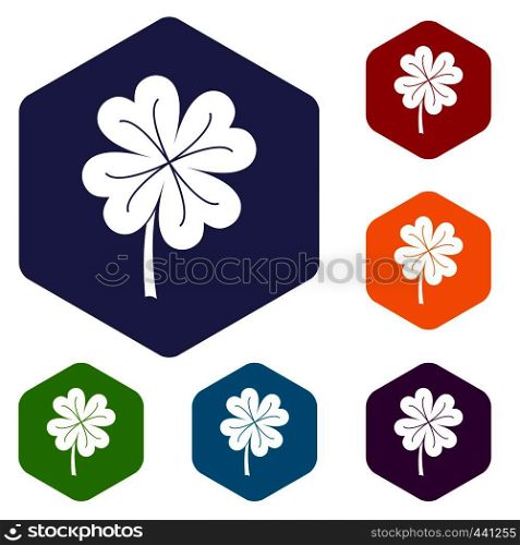 Clover leaf icons set hexagon isolated vector illustration. Clover leaf icons set hexagon