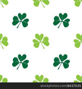 Clover leaf seamless pattern, hand drawn doodle vector illustration. St Patricks Day symbol, Irish lucky shamrock background.. Clover leaf seamless pattern, hand drawn doodle vector illustration. St Patricks Day symbol, Irish lucky shamrock background